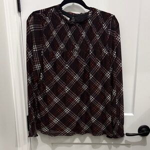 Maurices Checkered Long Sleeve Top - Red and Black